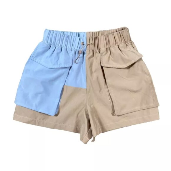 Fabletics Anastasia Cargo Shorts Size XS Colorblock Blue & Beige Athletic Hiking - Picture 5 of 7